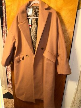 Women’s Double-Breasted Camel Pea Coat